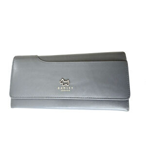 Radley London Wallet Gray Leather Fold-Over Flap Organizer Slots Coin Pocket